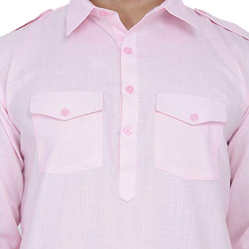 Kurta Ensemble de Pyjama Indien pour Homme Rose Taille 50