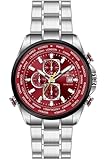 Invicta Aviator 50500 - Orologio da uomo, impermeabile, analogico, movimento al quarzo, in acciaio inox, quadrante rosso, 50 mm