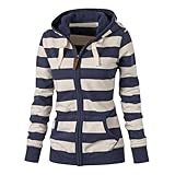 Movnebyro Women's Striped Hoodies Zip Up Long Sleeve Sweatshirts Casual Crewneck Hooded Sweatshirt Y2K Sports Jackets