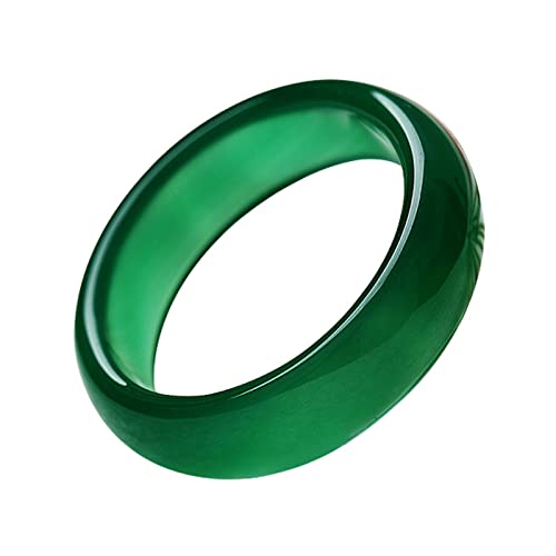 GIGB PBDK Natural Crystal Green Jade Ring for Woman Men,Minimalist Good Luck Ring Green Jade Rings Fengshui Cinnabar thumb Rings Valentine's Day Birthday jewelry