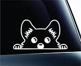 Corgi Peeking Dog Symbol Decal Funny Car Truck Sticker Window (White)