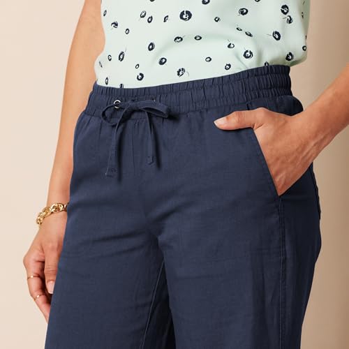 Image of Amazon Essentials Women's Linen Blend Drawstring Relaxed Fit Wide Leg Pants (Available in Plus Size)