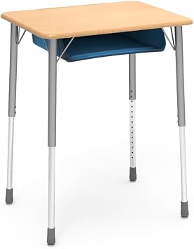 Virco ZADJ2026BOXM Student Desk Set of 2 - Maple Top, Navy Book Box