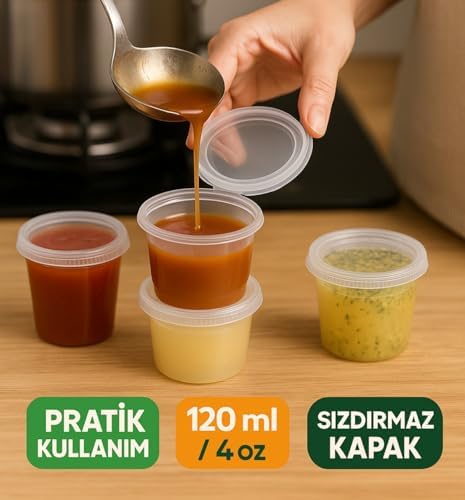 Orret Home 50 Adet 120 ml Saklama Kabı – 4 oz Kemik Suyu, İlik Suyu, Anne Sütü, Sos ve Püre Saklama Kabı, Dondurucu Uyumlu Buzluk Kabı, Sızdırmaz Kapaklı - Görsel 6