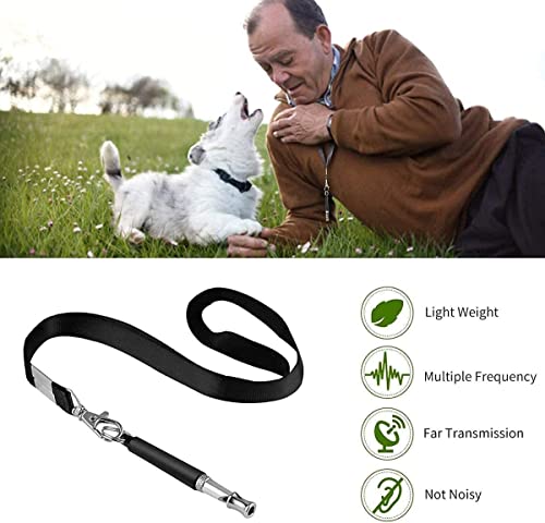 Dog Whistle, 2 Pack Ultrasonic Professional Dog Whistle To Stop Barking For Dogs, Recall Training, Adjustable Ultrasonic Silent Dog Whistle Training Control Devices For Dogs, With Black Strap Lanyard #TOP2