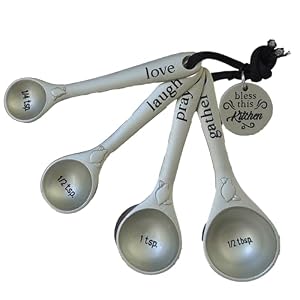 Kitchen Prayer Metal Measuring Spoon Set, Set of 4 Measuring Spoons Gift Set for Christian Men and Women, by Abbey + CA Gift