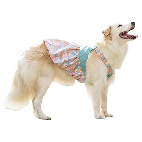FLAdorepet Dog Dress for Large Dogs Girls,Floral Dog Wedding Dress Birthday Easter Dresses,Spring Summer Dog Clothes for Bulldog Labrador Rottweiler (Pink, 8XL(Chest 38.5inch)) Cover