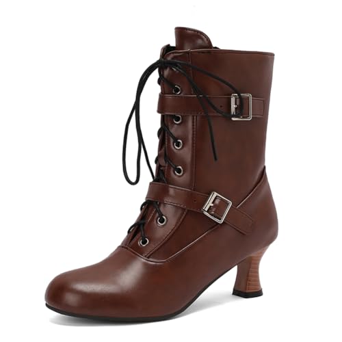 Bottines victoriennes à lacets pour soirées costumées et tenues rétro en taille 35