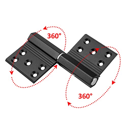 8 Pack 4 5/8" X 3 3/4" Black Lift Off Hinge Flag Hinges Detachable Door Hinges, Aluminum Alloy Hinge With 10 Mounting Countersunk Holes, Thickness 2.2Mm, Max Load 110 Lb One Pair #TOP3