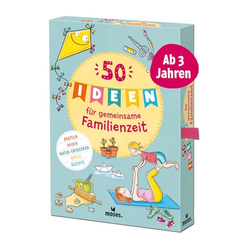 moses. 50 Ideen für gemeinsame Familienzeit – Basteln, Bauen, Natur entdecken, Spiele & Rezepte, Kartenbox für Kinder von 3–8 Jahren, Familienaktivitäten für Groß und Klein