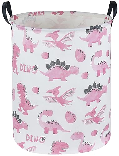 Image of Sanjiaofen Pink Dinosaur Hamper,Kids Laundry Basket,Pink Storage Baskets for Boys and Girls Room Decor,Dinosaur Basket,Toy Organizer,Gift Hamper(Pink Dinosaur)
