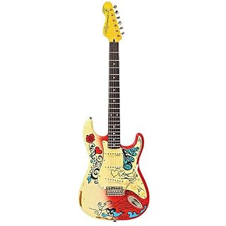 #409 Guitare miniature en bois faite à la main 25 cm - Les Beatles, Paul McCartney, John Lennon, RIngo Starr, George Harrison