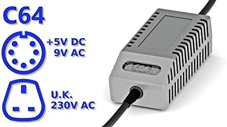 C64 PSU Modern Gray UK - Replacement Commodore 64 Power Supply, UK Plug