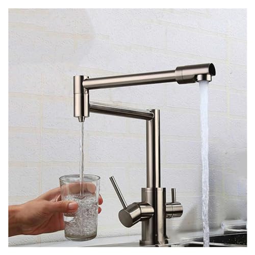 Mitigeur filtré à 3 voies eau chaude et froide robinet pliant cuisine noir