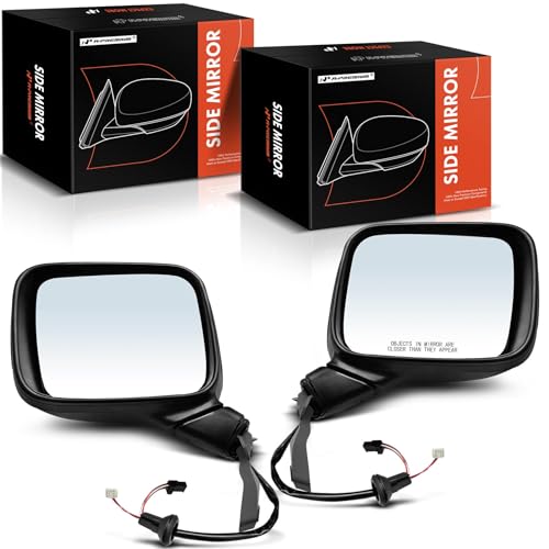 A-Premium Pair (2) Driver and Passenger Side Power Door Mirror - Compatible with Jeep Renegade 2015-2023 - Heated Manual Folding Smooth Black Outside Rear View Mirror - Replace# 5VZ86LXHAA