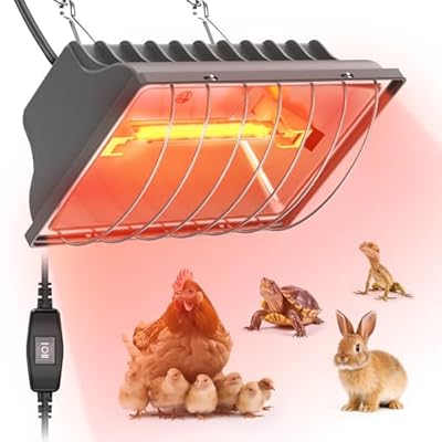 Chtoocy Chicken Coop Heat Lamp, 300W Brooder Heater for Chicks 9.84ft Cord UL Passed Carbon Fiber Bulbs Heater with Adjustable Hanging Height for Livestock Supplies Indoor Warmer