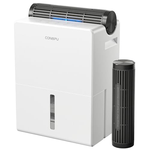 CONOPU Deshumidificador, 2700Ml Con 2 Cajas De Deshumidificación Reutilizables, Deshumificadores de Humedad 20 m², Semiconductores Duales, Modo Sueño de 30dB, Descongelación Auto, Apagado Auto de 24h