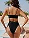 YACUN Women's High Waisted Bikini Swimsuit Two Piece Strapless Bandeau Cheeky Bathing Suits Black M
