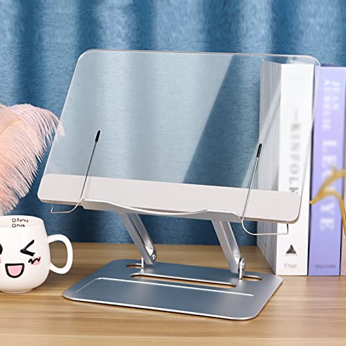 Qinth Adjustable Reading Book Holder, Upright Book Stand With Page Clips, Cookbook Holder, Aluminum Alloy Foldable&Portable, For Book Recipe Magazine Tablet, Silver #TOP5
