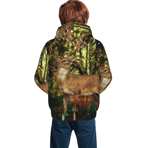 Fawn In The Fantasy Forest Boy, Girls Sports Shirt Youth Pullover Fashion Hooded Sweatshirt2