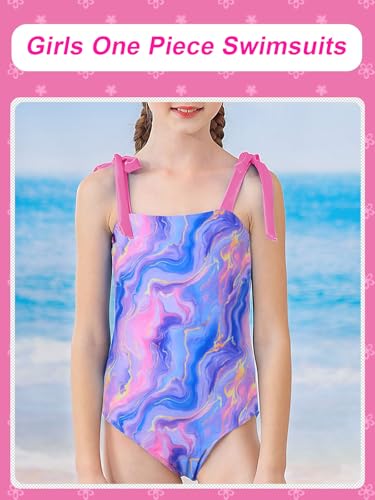 RAISEVERN Girls Swimsuit One Piece Bathing Suit Cute Summer Beach Swimwear for 6-12 Years2