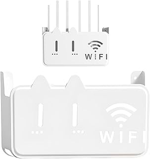 2V BROTHERS Self Adhesive WiFi Router Storage Box Wall Mount Shelf Universal Set Top Box Holder for Modem, Remote &amp; Power ...