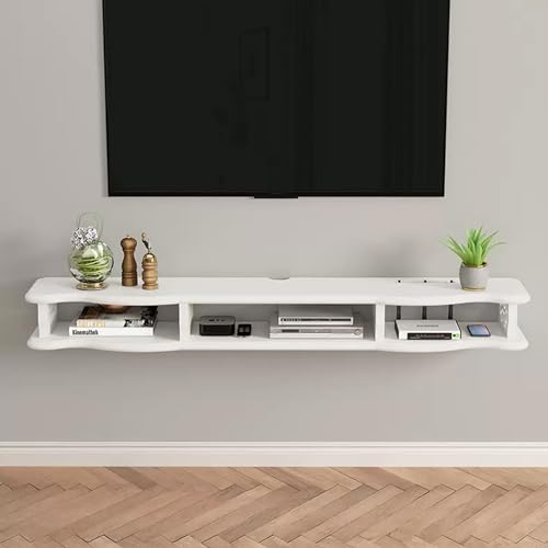 Support TV flottant et meuble multimédia mural en bois
