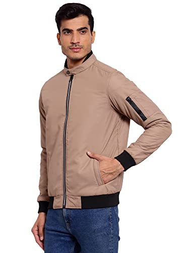 Image of Style Quotient Men Camel Brown Lightweight Outdoor Bomber Jacket