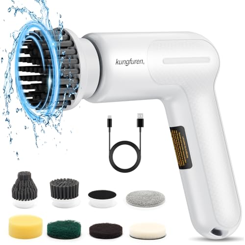 Cepillo Limpieza Electrico Scrubber Hogar: 25kg de Alto Torque - Impermeable IPX7-Fregona Eléctrica con 7 Cabezales de Cepillo Reemplazables - Electric Stuff Cleaner Brush para Baño Cocina Coche Suelo