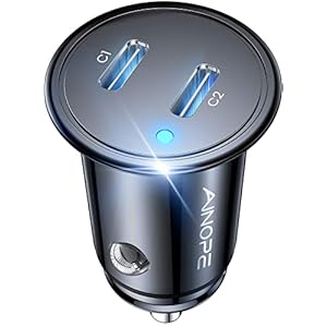 AINOPE USB C Car Charger for iPhone 15, Smallest 56W Fast Charginig PD 3.0 Dual Car Charger USB Compatible with iPhone 15 Pro Max Plus/14/13 Pro/12 Pro/12 Mini, Galaxy, iPad Pro