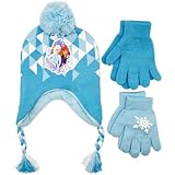 Disney Frozen “Believe in Magic” Winter Hat & Glove Set – Elsa & Anna Edition (For Toddlers/Little Girls) Fits Ages 4–7 Perfect Winter Accessory