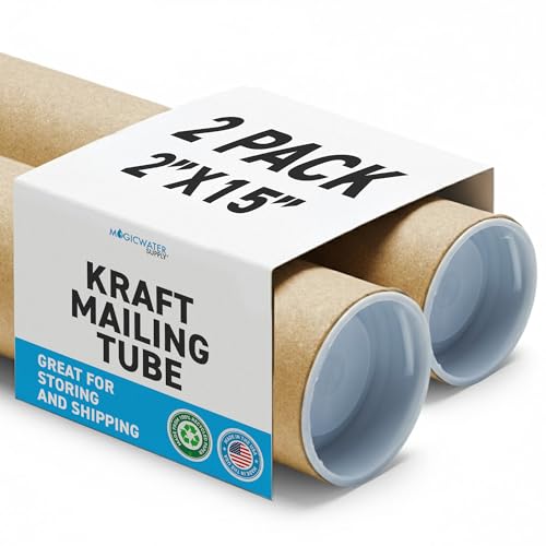 2 inch x 15 inch, Mailing Tubes with Caps (2 Pack) | MagicWater Supply