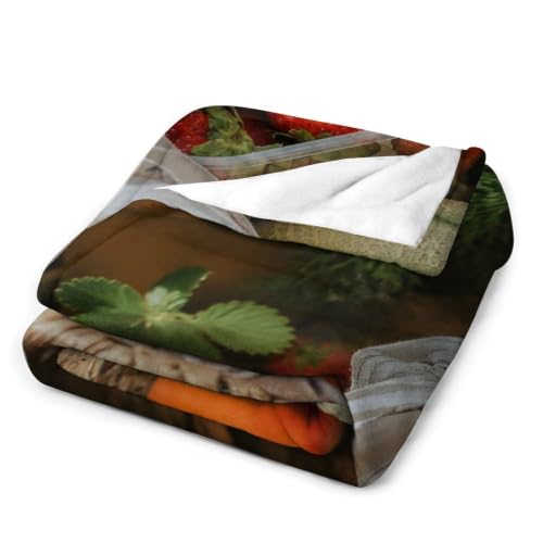 TBDUEPS Basket with Fresh Fruits and Greens Plaid Doux pour la Maison – vue 3