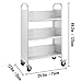 VEVOR Book Cart, 200LBS Library Cart, 49.2''x29.5''x13.8'' Rolling Book Cart, Single Sided V-Shaped Sloped Shelves with 4 Inch Lockable Wheels for Home Shelves Office School Book Truck, White