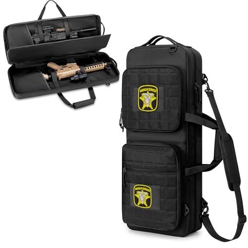 GOBUROS Tactical Double Rifle Bag Backpack 28 inch with 3 Magazine Holders