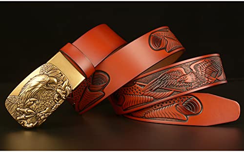 Men's Belt, Slide Ratchet Belt for Men, with Sculpture Plaque Genuine Leather Tactical Belt2