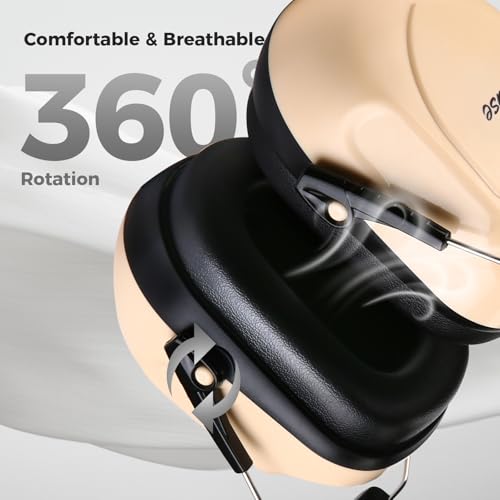 Image of ProCase NRR 28dB Noise Reduction Ear Muffs, Foldable Adjustable Passive Noise Cancelling Headphones for Adults Kids Autism, Hearing Protection for Shooting, Construction, Mowing, Studying -Beige