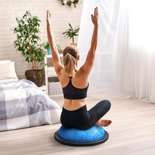 Image of ATIVAFIT Balance Ball Trainer - Half Exercise Ball with Inflation Pump & Resistance Bands - Anti-Burst PVC Stability Trainer for Home Gym, Yoga, Core Training - 660 lbs Capacity
