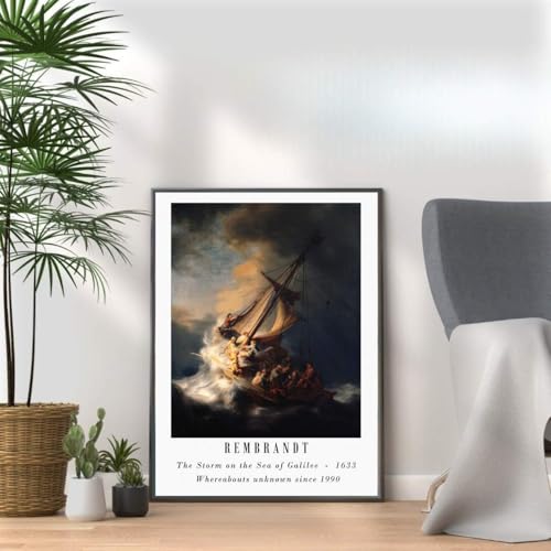 Rembrandt - The Storm on the Sea of Galilee - 1633 print, Famous classic paintings, Iconic painters art work, A4 / A3 Home Decoration Wall Art Deco, Frame options available (A4 Print Only)