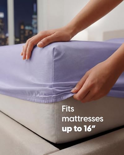 Image of Sleepy Town King Size Bed Sheets - 3 Piece - NO FLAT SHEET INCLUDED - King Sheet Set - Soft, Comfy & Cooling - Easy Care - Wrinkle & Fade Resistant - Brushed Microfiber - Deep Pocket Sheets (Lavender)