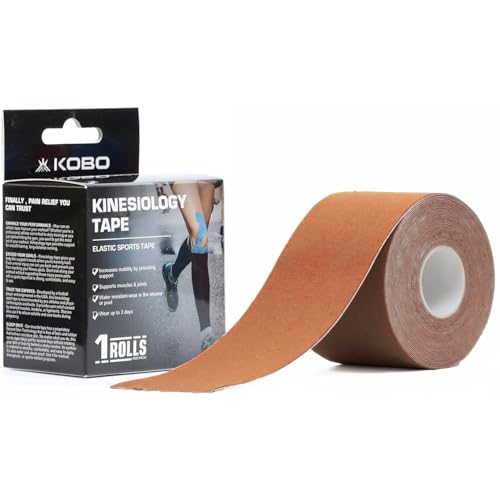 Image of Kobo Waterproof Kinesiology Tape (5 m X 5 cm) Latex Free Breathable Athletic Sports Tape for Injury, Muscle Support, Pain Relief, Joint Support and Physiotherapy (Imported)