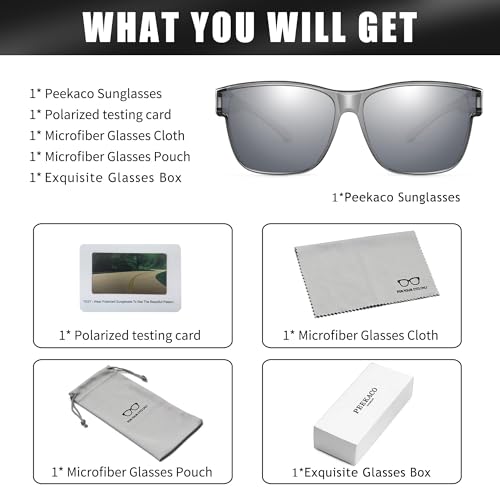 Image of Polarized Sunglasses Fit Over Glasses for Women Men, Oversized Square Sun Glasses UV400 Protection