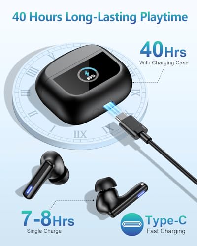 Image of ZIUTY Wireless Earbuds Bluetooth Headphones, Ear Buds with Touch Screen, ANC ENC Noise Cancelling Transparency Mode, 40H Stereo Deep Bass, IPX7 Waterproof, Clear Calls, 5 EQ for iOS Android, Obsidian