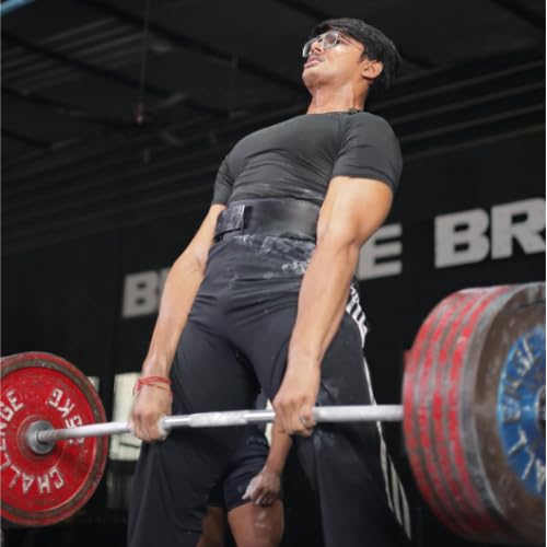 Image of Lever Belt | 10MM Full Grain Genuine Leather | Black, Black Buckle | Flip Lever Closure | Powerlifting Squats & Deadlifts | Medium (32-41 in)