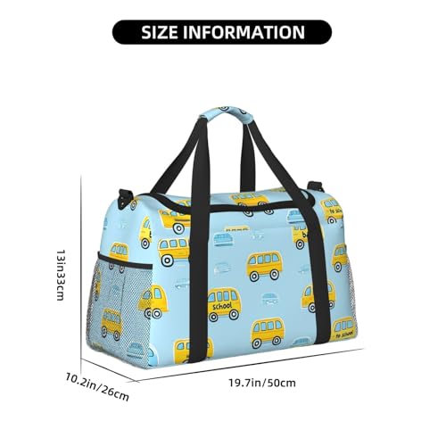 Cartoon Bus Duffle Bag for Travel Cute Car Sports Gym Tote Carry On Bag Large Shoulder Weekend Overnight for Workout4