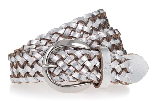 Tamaris ceinture cuir véritable argenté W90 avec finitions soignées de haute qualité