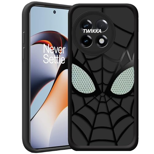 Image of Stylish Spider Back Case Cover Compatible for OnePlus 11R 5G | Spidey Face Mask Case | Soft Silicone | Camera & Full Body Protection | Shock Proof | (Black)