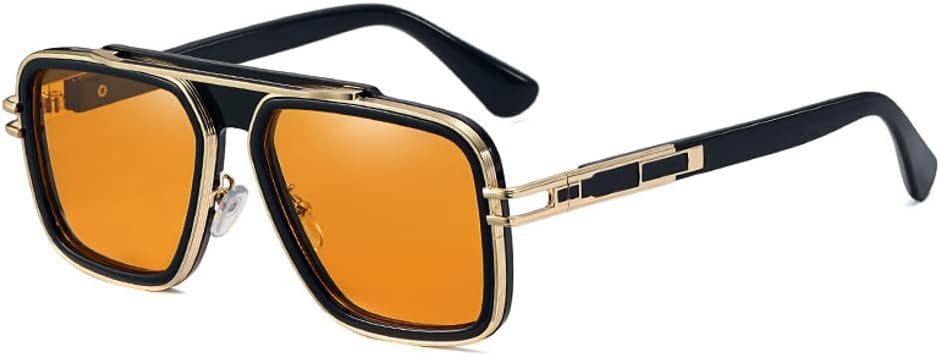 Trendy Retro Sunglasses for Men Women Stark Vintage Shades 70s Italian Fashion Square Metal Glasses