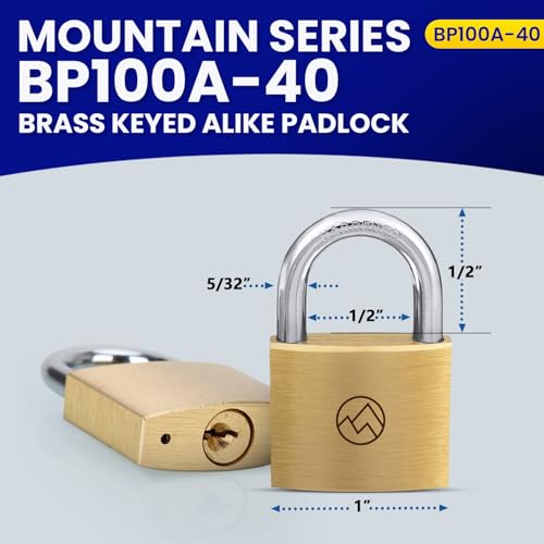 Fjm BP100A-40 Solid Brass Padlocks With Same Key, Home Improvement Door Lock, Weatherproof Tsa Locks For Luggage, With 3 Master Locks, Wide Keyed Alike thumb #1