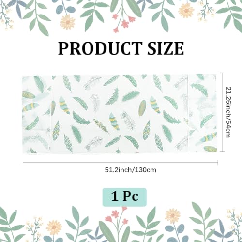 Image of CREATCABIN Refrigerator Dust Cloth PVEA Washing Machine Waterproof Cover Dustproof Fridge Top Cover Multi-Purpose with Side Storage Pockets for Kitchen Appliance Protector Feather 51 x 21.3 Inch